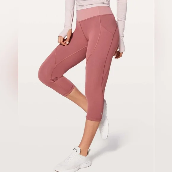 Lululemon Quick Feet Crop 19" Auburn Quicksand Rose Pink Leggings Size 6 - Picture 1 of 8